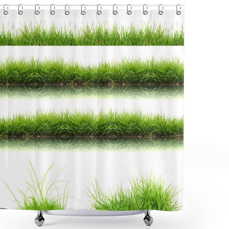 Personality  Fresh Spring Green Grass Isolated  Shower Curtains