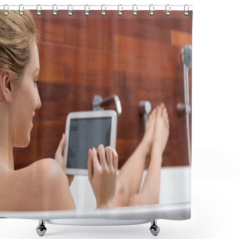 Personality  Close-up Of Woman In Bathtub Shower Curtains