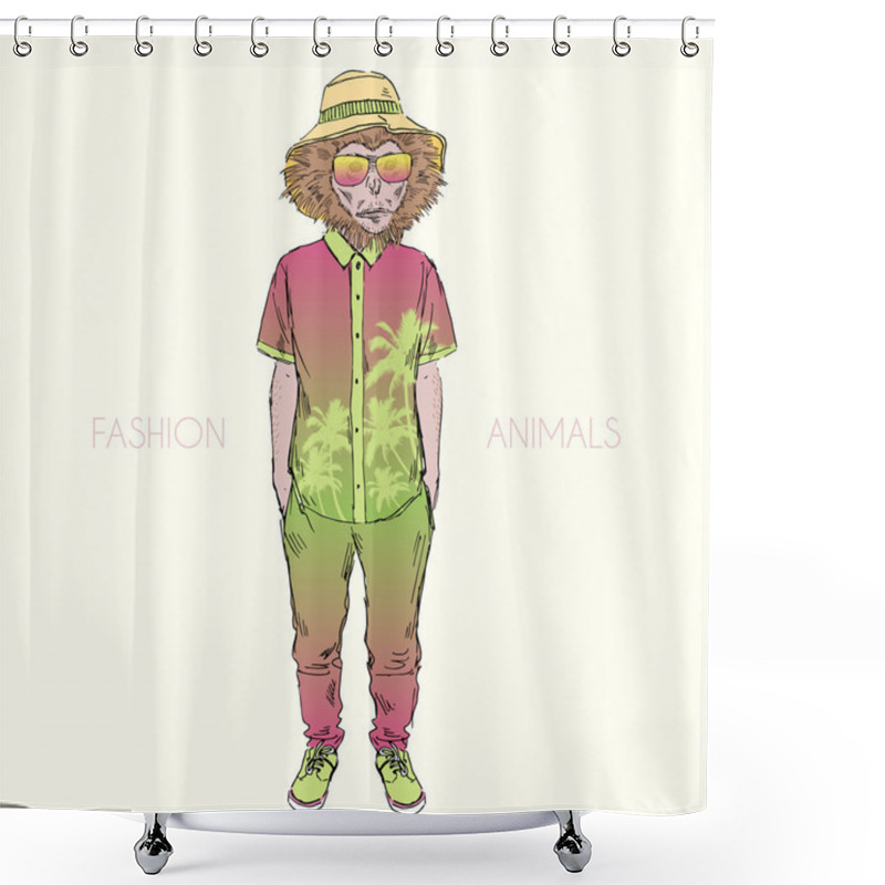 Personality  Ebony Langur Monkey On Vacation Shower Curtains