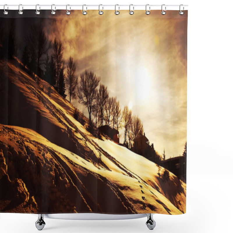 Personality  Winter Sunset Shower Curtains