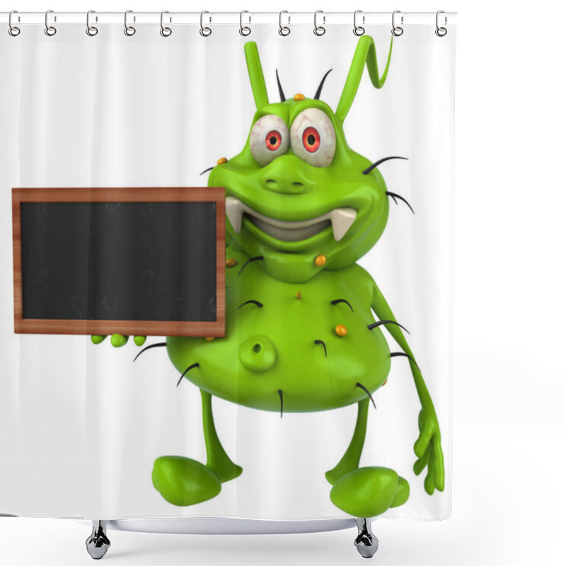 Personality  Fun 3D Germ Monster Holding A Blackboard Shower Curtains