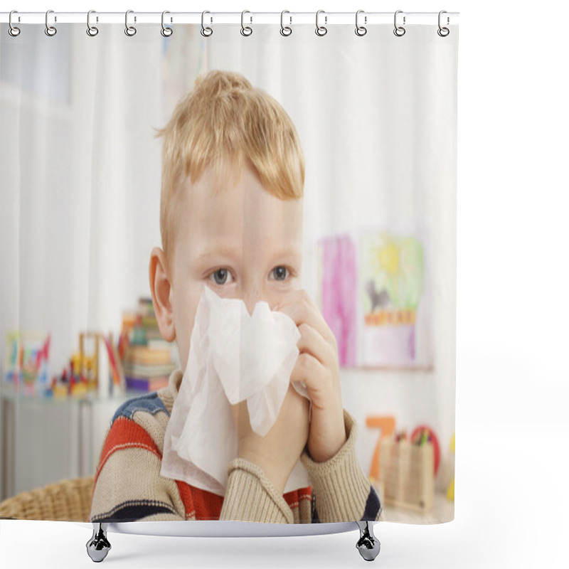 Personality  Preschooler Blows Her Nose Shower Curtains