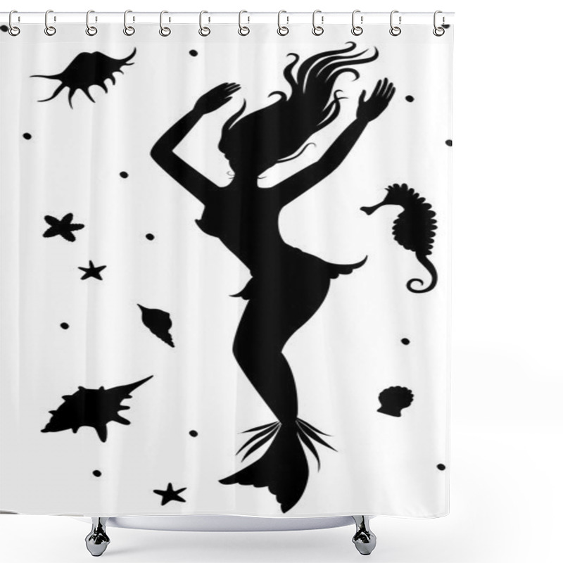 Personality  Silhouette Of Mermaid Shower Curtains