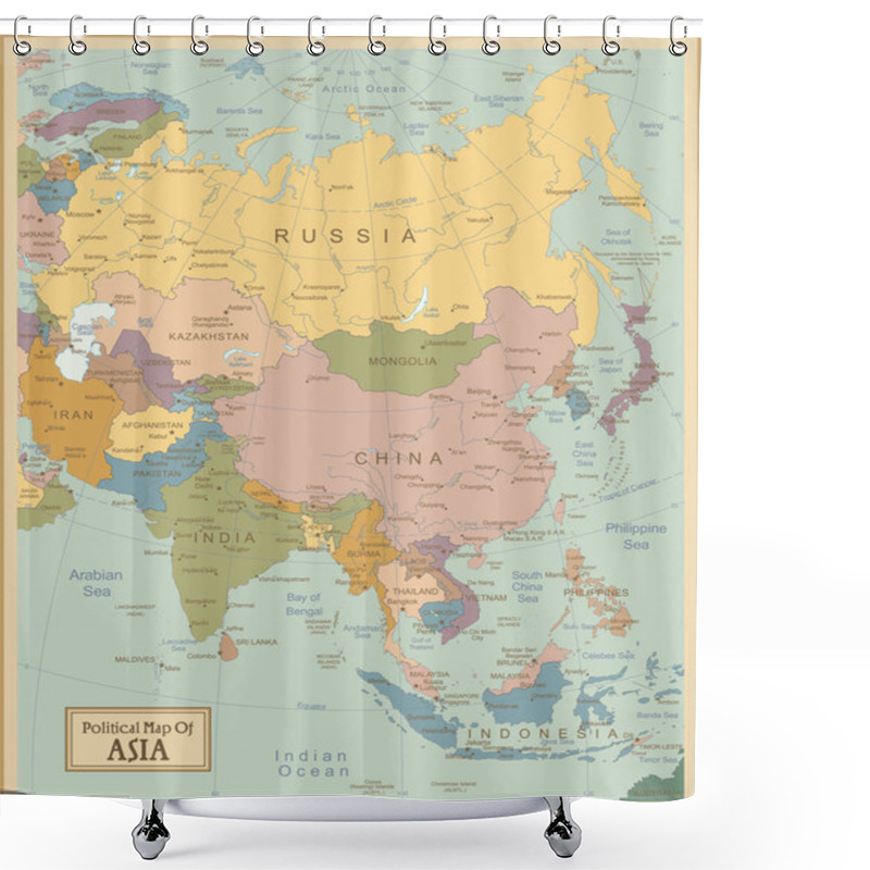 Personality  Asia -highly Detailed Map. Shower Curtains