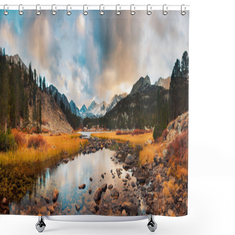 Personality  Amazing Landscape, Beautiful Mountain Sunset Panorama Shower Curtains