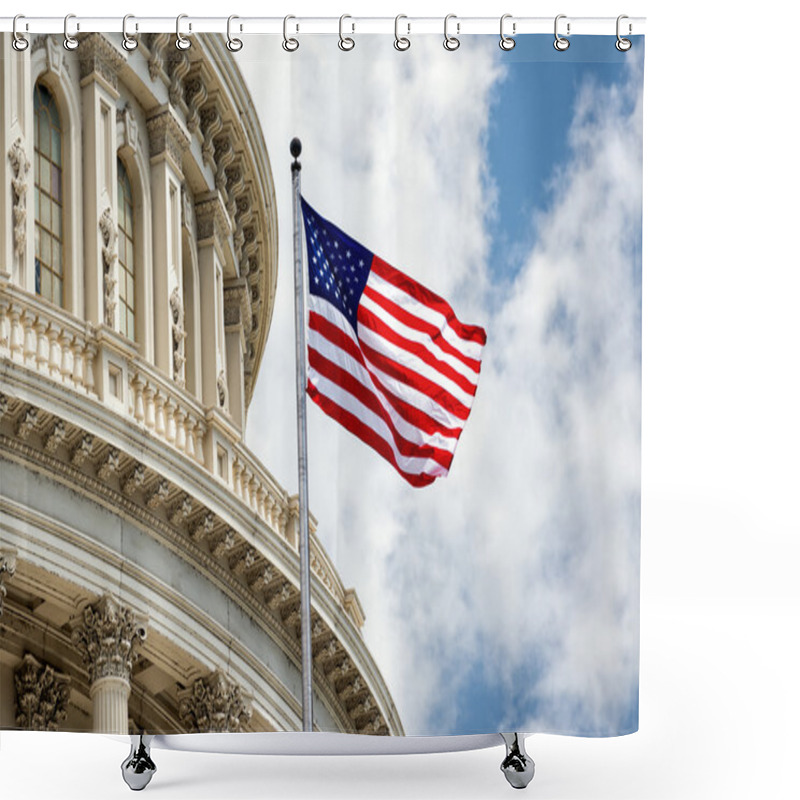 Personality  Washington DC Capitol Detail On Cloudy Sky Shower Curtains