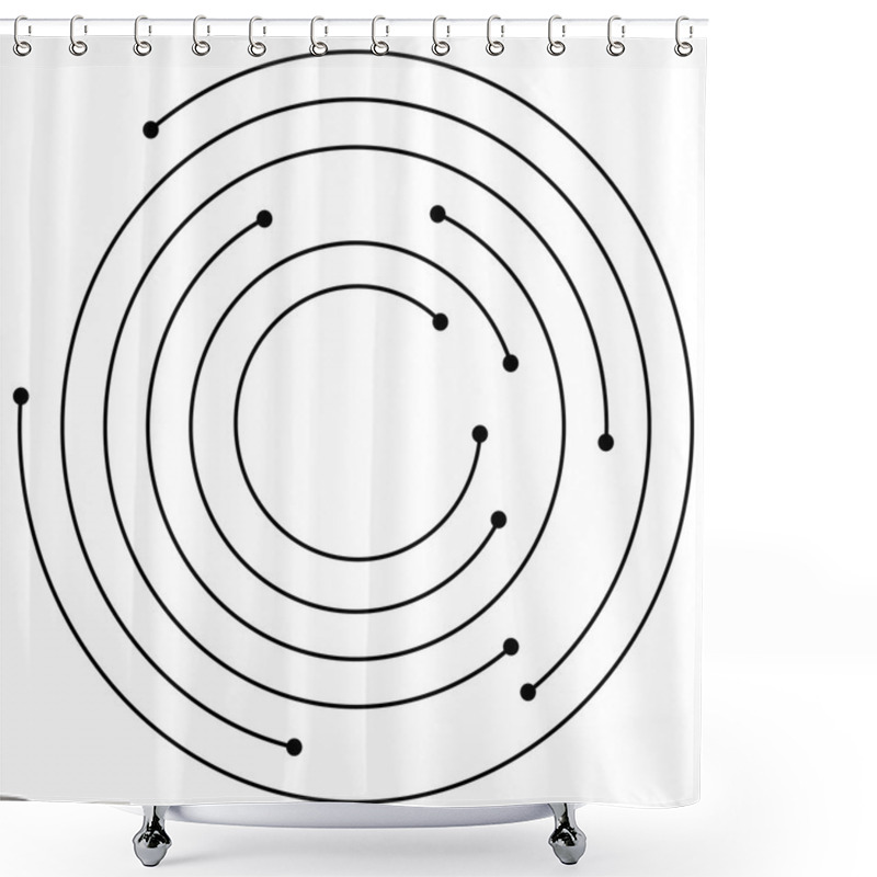 Personality  Concentric Circles With Dots Element.  Shower Curtains