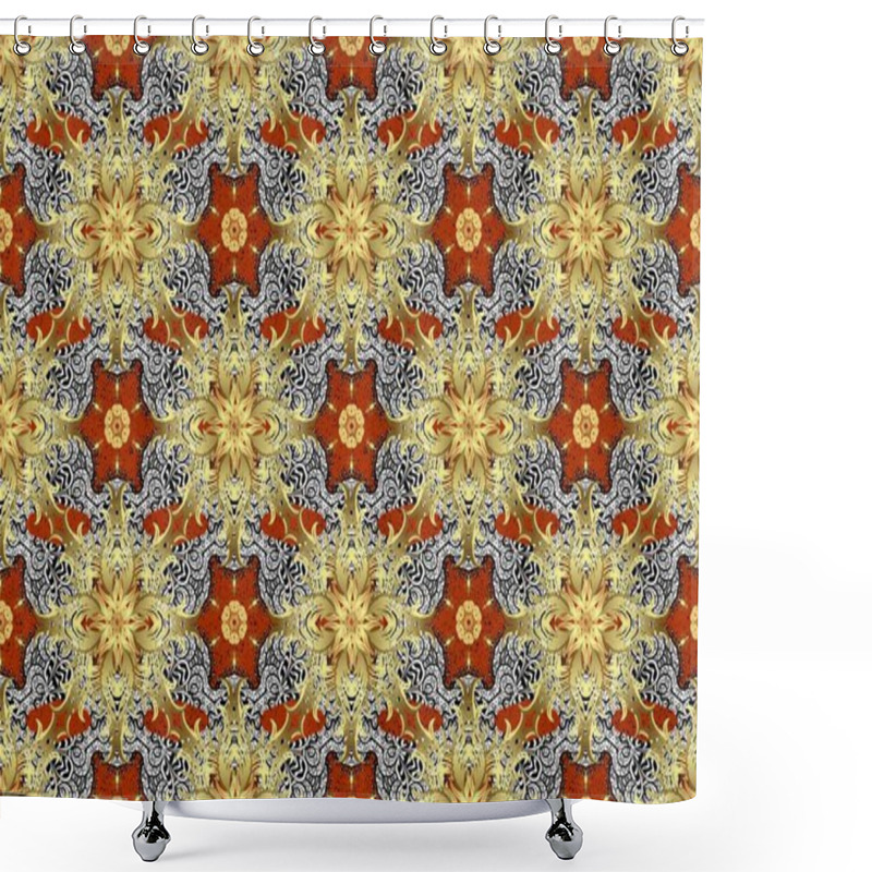 Personality  Ultrafashionable Fabric Pattern. Organic Motif Background. Seamless Pattern. Raster Illustration. Shower Curtains