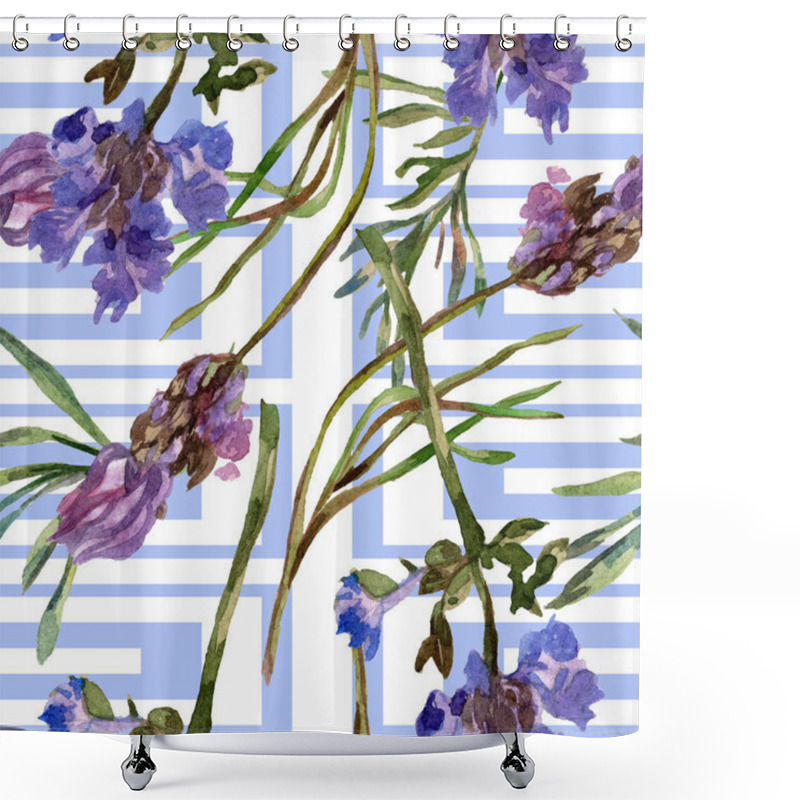 Personality  Purple Lavender Flowers. Seamless Background Pattern. Fabric Wallpaper Print Texture. Hand Drawn Watercolor Background Illustration. Shower Curtains