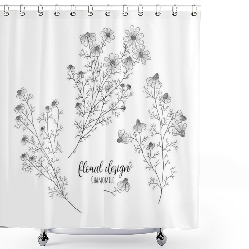 Personality  Collection Of Hand Drawn Flowers And Plants. Monochrome Vector Illustrations In Sketch Style Shower Curtains