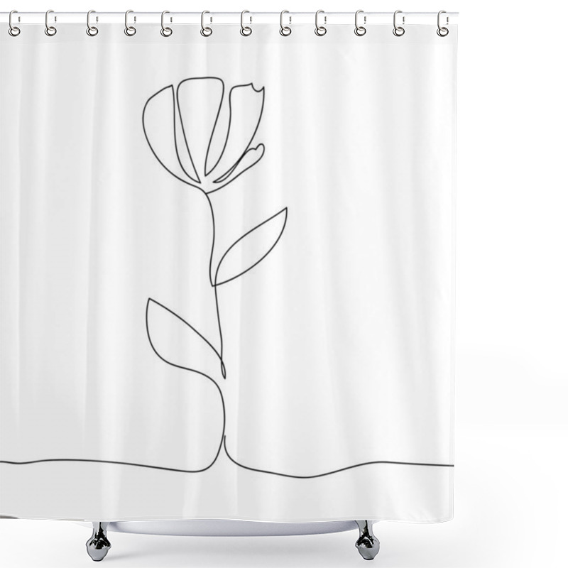 Personality  Vector Line Art Flower. Minimalism, Elegant Shower Curtains