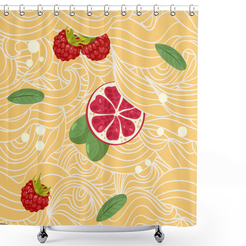 Personality  Pattern With Pomegranate And Raspberries Shower Curtains