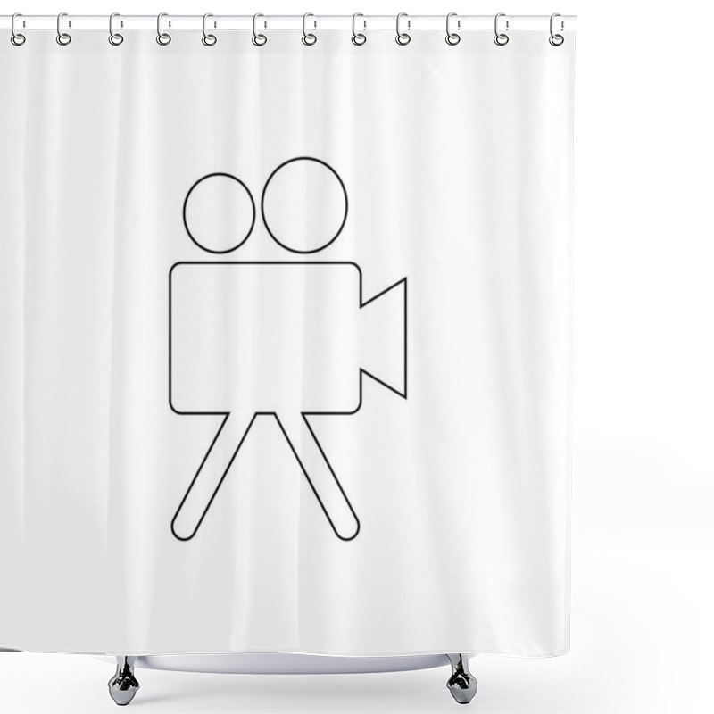 Personality  Video Camera Icon. Line And Outline Isolated Vector Symbol On White Background.  Shower Curtains