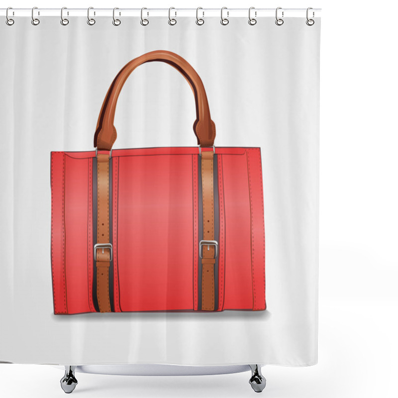 Personality  Vector Illustration Of Red Leather Briefcase Shower Curtains