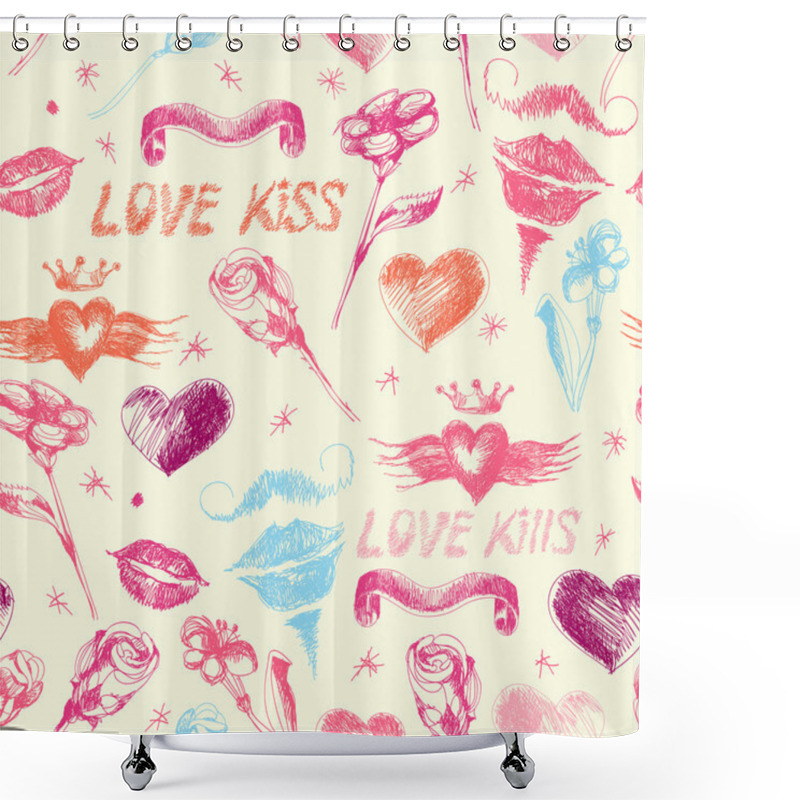 Personality  Seamless Pattern With Valentine Day Symbols Shower Curtains