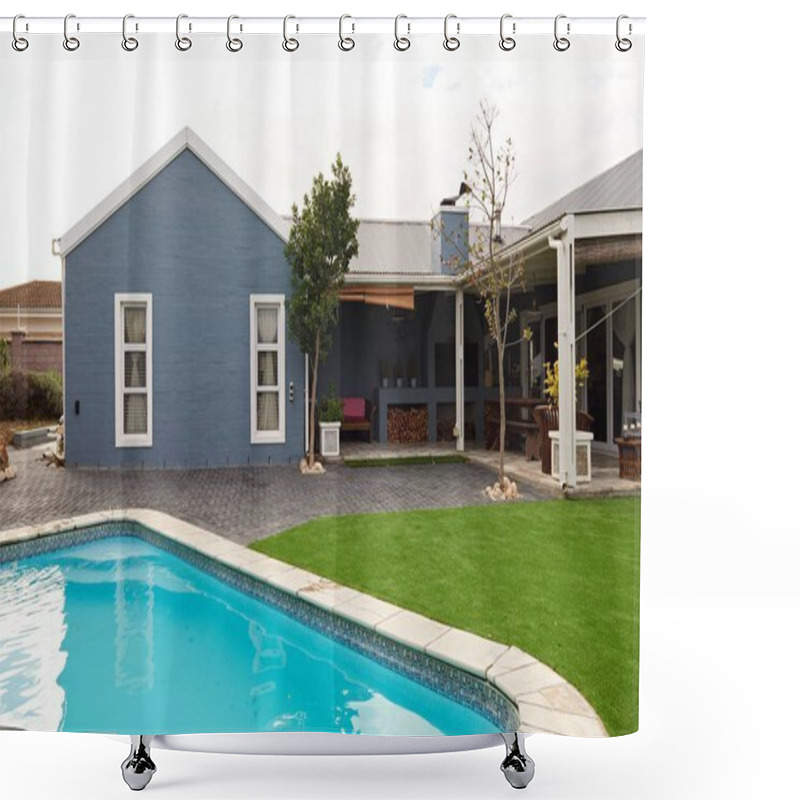 Personality  Exterior Of Swimming Pool Shower Curtains