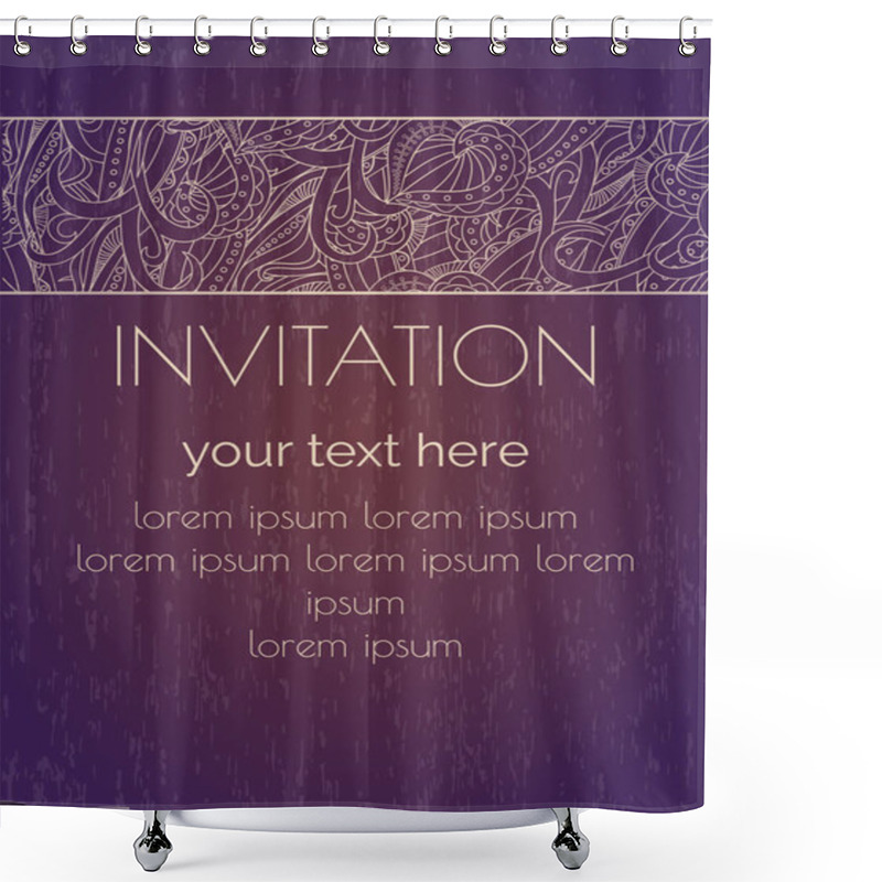 Personality  Blank Flayer With Doodle Ornament. Abstract Retro Ornate Mandala Background For Greeting Card, Brochure, Card Or Invitation With Islamic, Arabic, Indian, Ottoman, Asian Moroccan Motifs. Flyer Template Shower Curtains