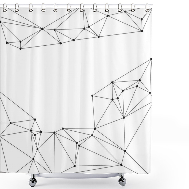 Personality  Abstract Polygonal Mesh With Black Nodes And Thin Lines, Creating A Minimalist Geometric Network Pattern Shower Curtains