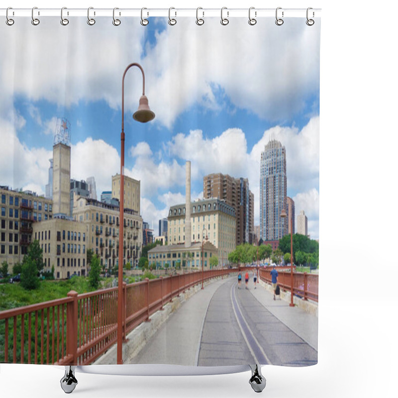 Personality  View Of Downtown Minneapolis From The Stone Arch Bridge Shower Curtains