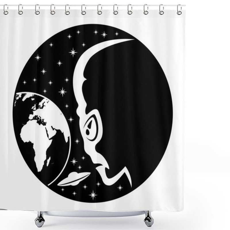 Personality  Aliens And Earth Shower Curtains