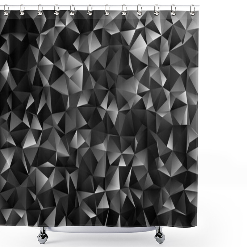 Personality  Geometrical Abstract Tiled Triangle Pattern Background - Vector Mosaic Design From Dark Grey Toned Triangles Shower Curtains