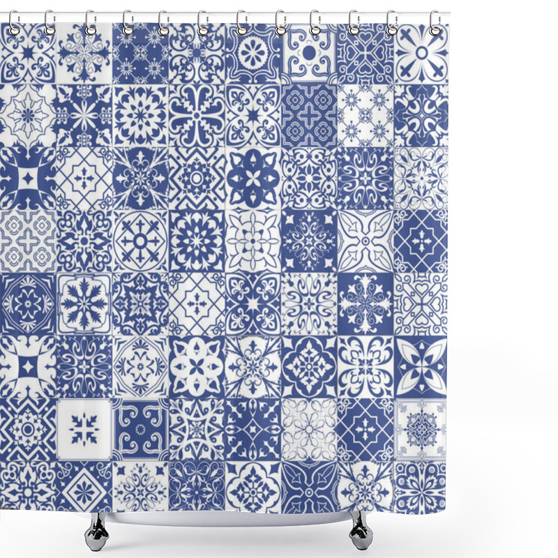 Personality  Big Set Of Tiles In Portuguese, Spanish, Italian Style. For Wallpaper, Backgrounds, Decoration For Your Design, Ceramic, Page Fill And More. Shower Curtains