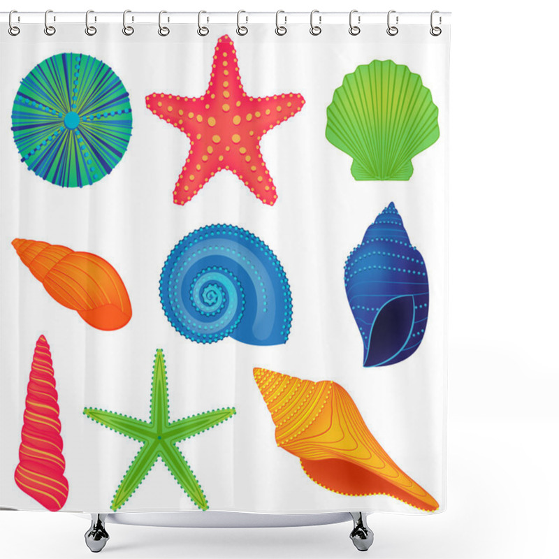 Personality  Vector Collection Of Shells Shower Curtains