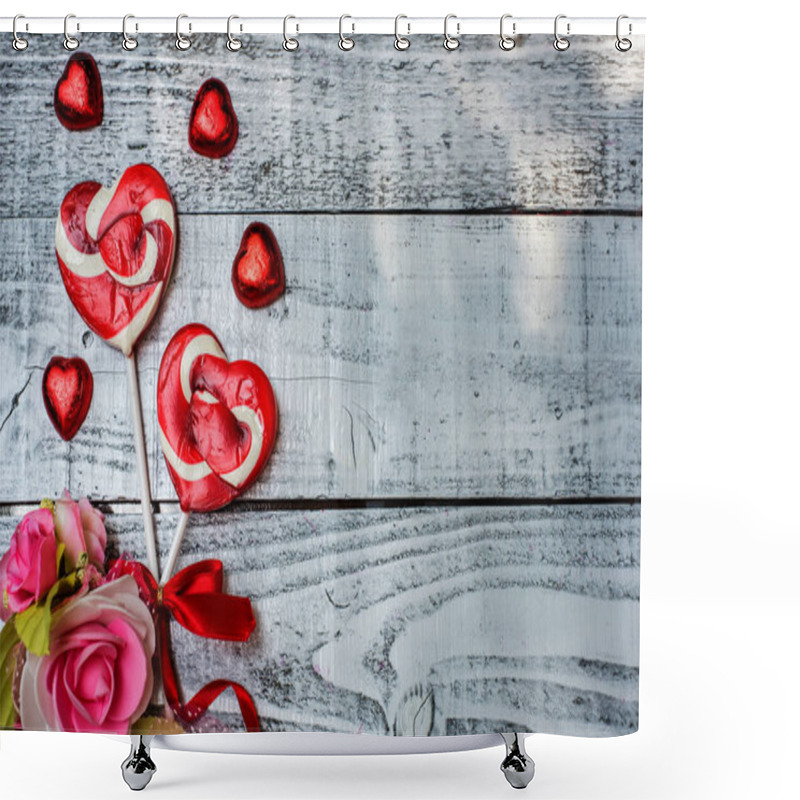 Personality  Romantic Valentines Day Composition For Background Shower Curtains