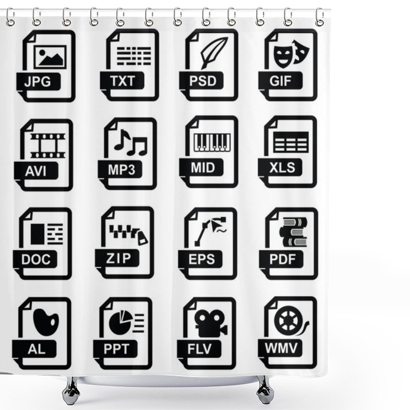 Personality  File Extension Icons Shower Curtains