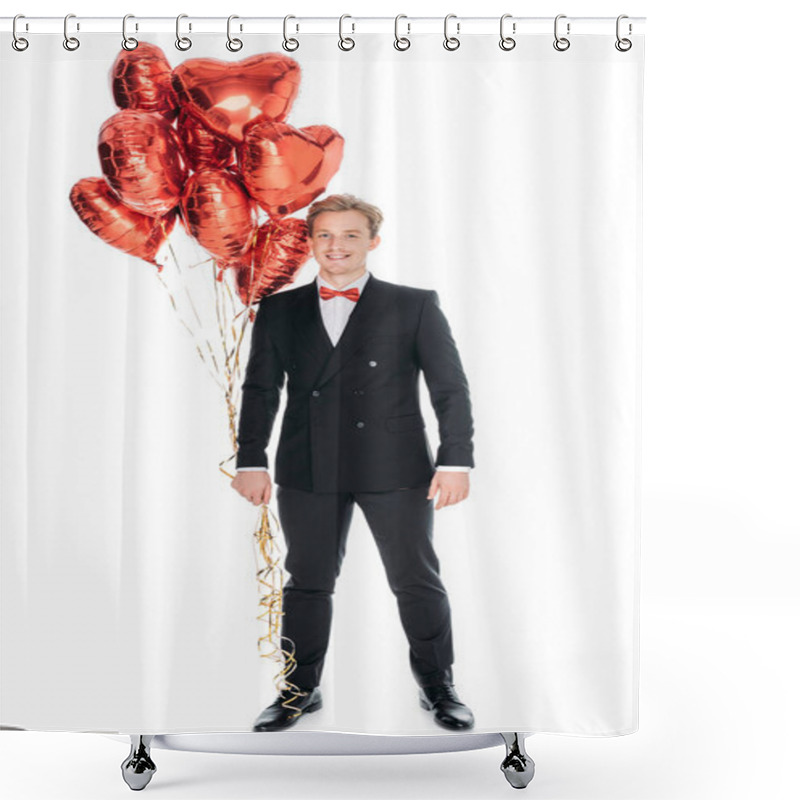 Personality  Man With Heart Shaped Balloons Shower Curtains