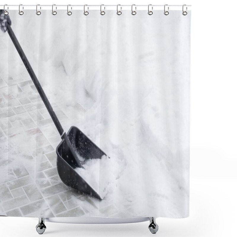 Personality  Snow Shovel On A Tile Ground Shower Curtains