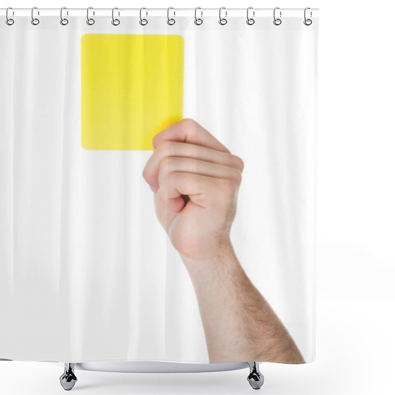 Personality  Hand Showing Yellow Card Shower Curtains