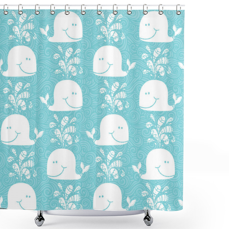 Personality  Doodle Whales Pattern Shower Curtains