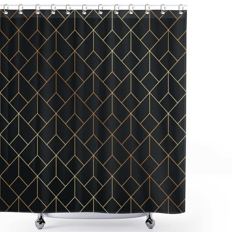 Personality  Seamless Geometric Diamond Shaped Art Deco Pattern In Gold And Black. Shower Curtains