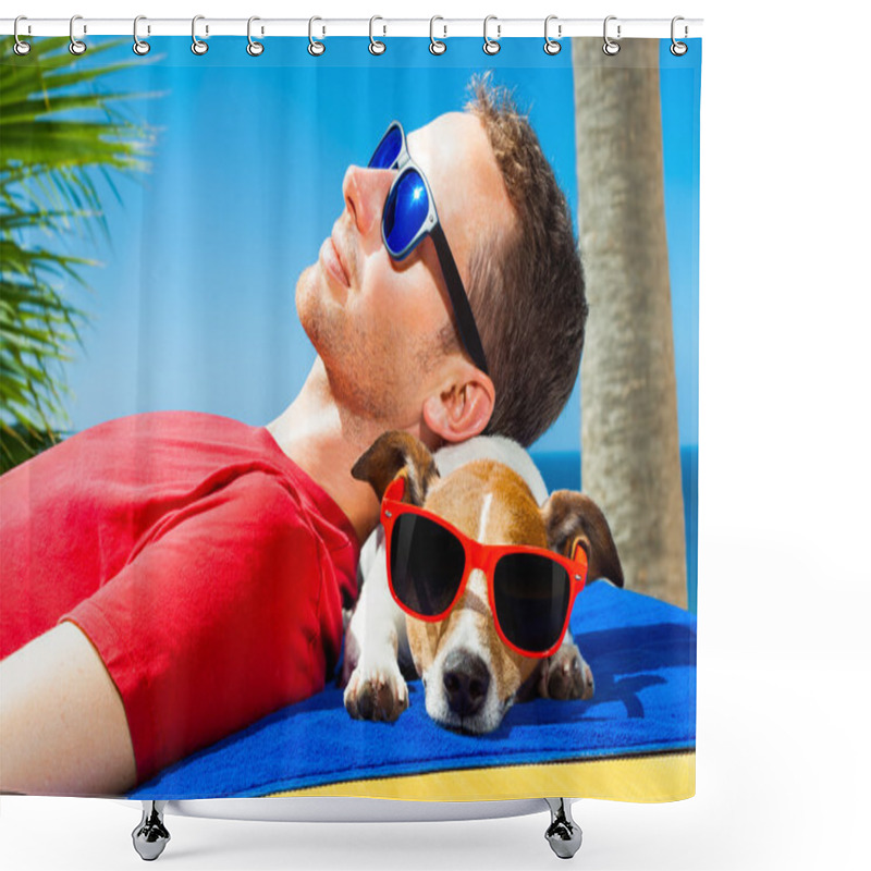 Personality  Dog And Owner Siesta Shower Curtains