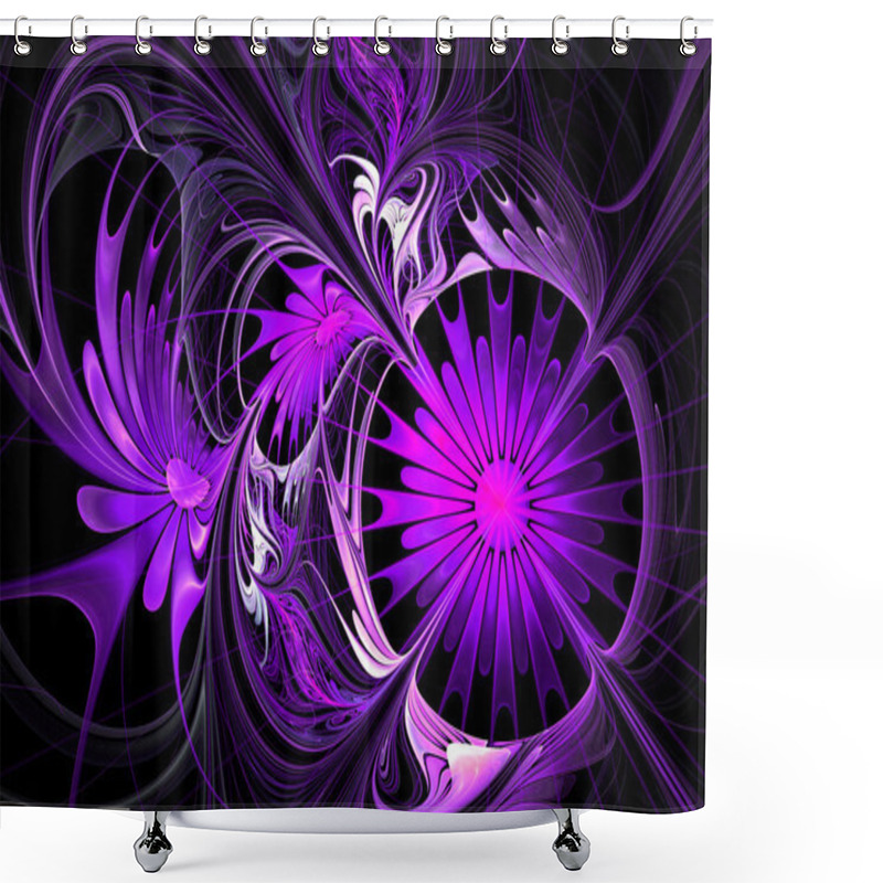 Personality  Flower Background. Purple And Black Palette. Fractal Design. Com Shower Curtains