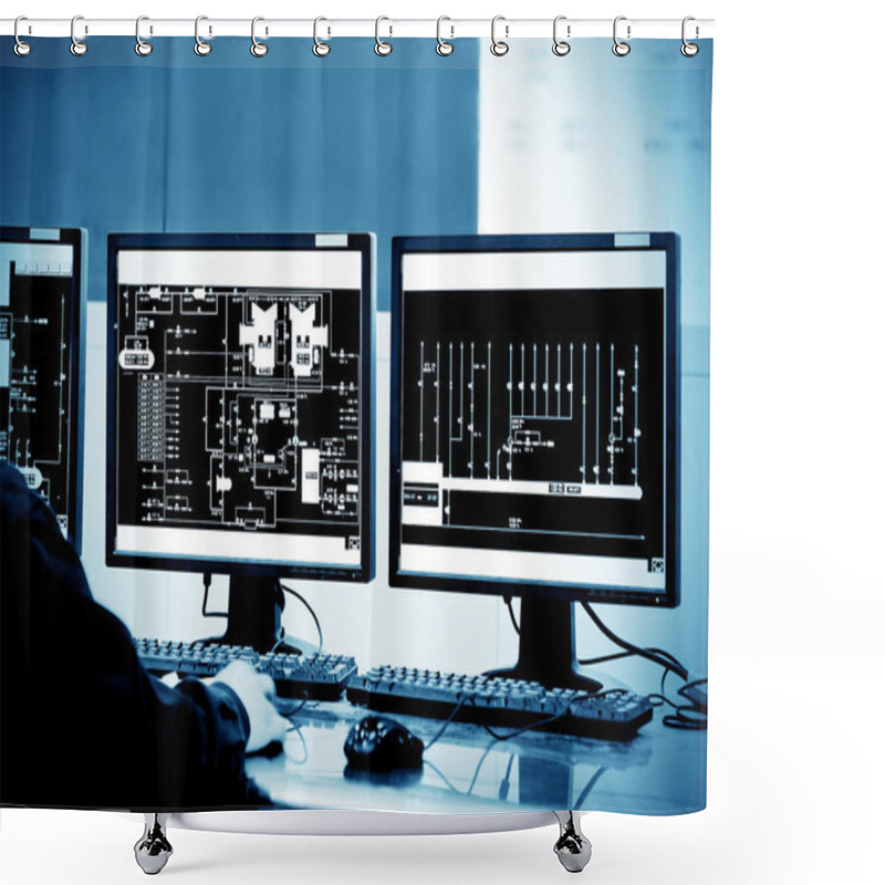 Personality  Control Room Shower Curtains