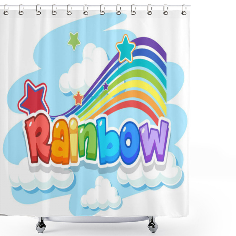 Personality  Rainbow Word Logo In The Sky Illustration Shower Curtains