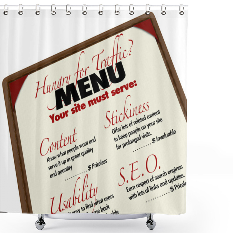 Personality  Menu Hungry For Web Traffic Grow Online SEO Ranking Shower Curtains