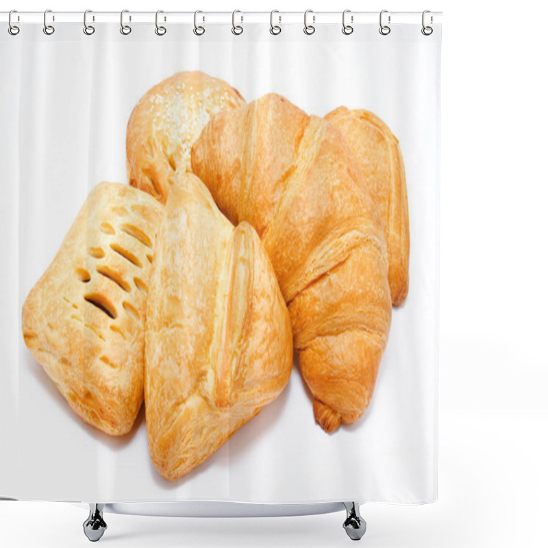 Personality  Assortment of fresh puff pastry isolated shower curtains