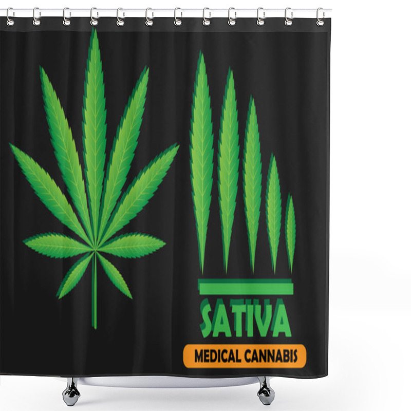 Personality  Green Leaf Of Cannabis Sativa Shower Curtains