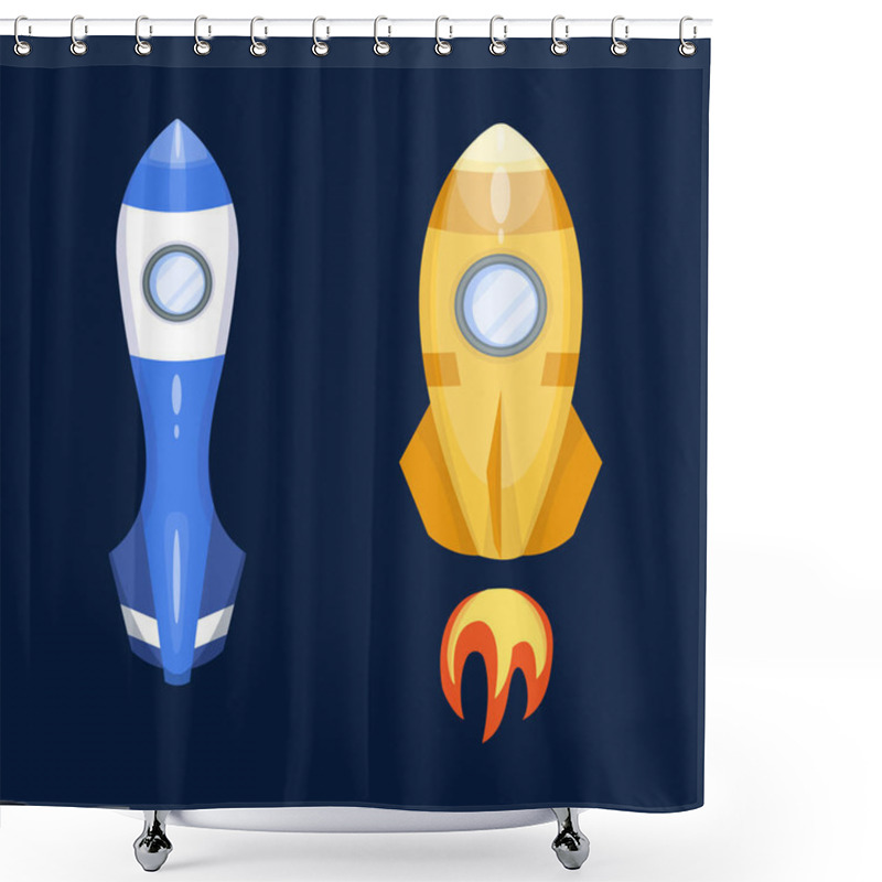 Personality  Astronomy Space Rocket Cartoon Vector Illustration. Shower Curtains