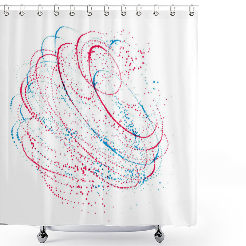 Personality  Dotted Particle Whirl Flowing Vector Abstract Background, Life F Shower Curtains