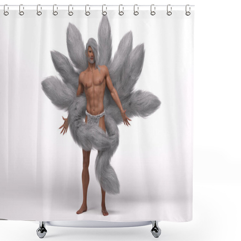 Personality  3D Render : The Portrait Of Male Nine Tailed Fox Shower Curtains