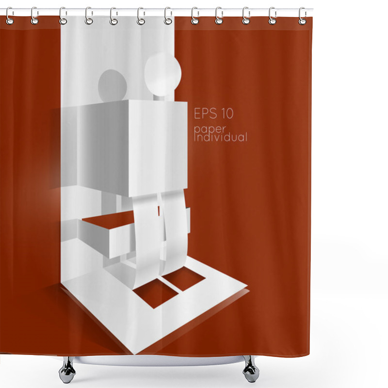 Personality  Vector Banner With Paper Men. Shower Curtains