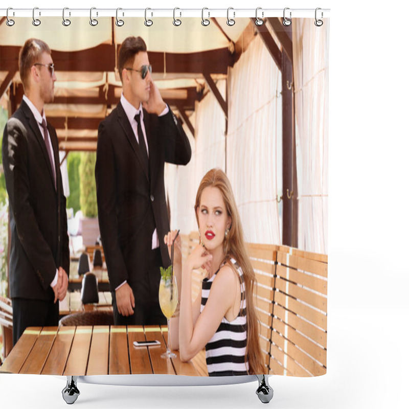 Personality  Young Businesswoman With Bodyguards  Shower Curtains