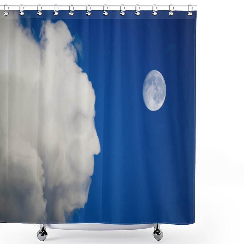 Personality  Moon And Clouds On The Blue Sky Shower Curtains