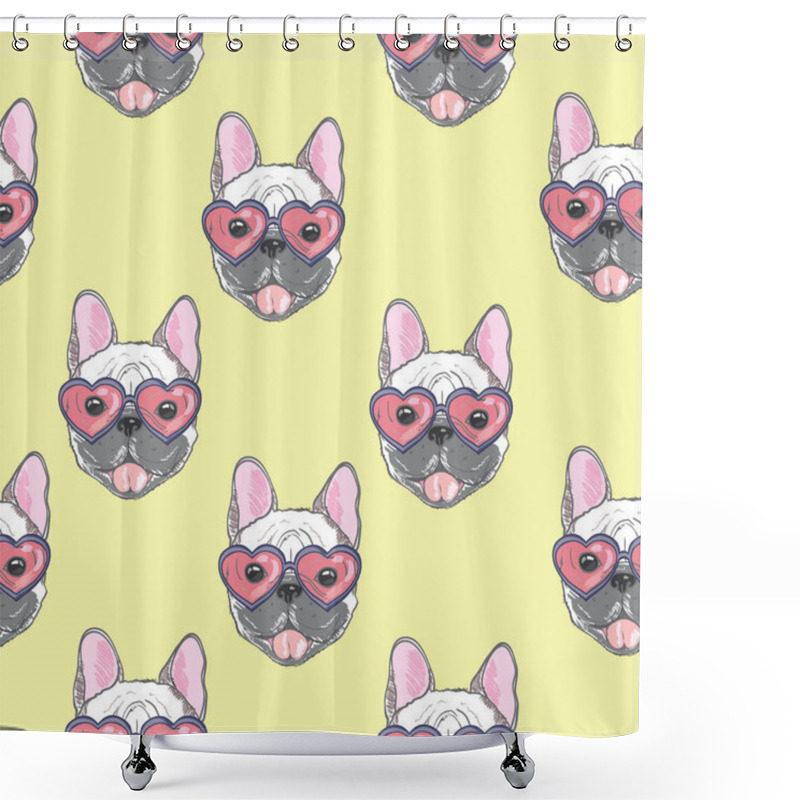 Personality  Bulldogs Seamless Pattern Shower Curtains