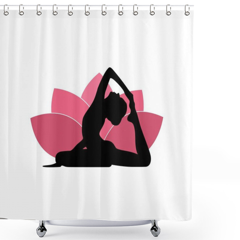 Personality  Yoga Woman Silhouette, Lotus Flower With Zen Logo Design Template Shower Curtains