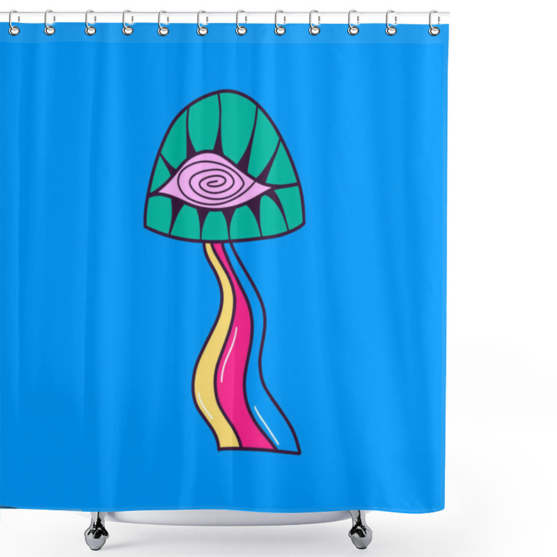 Personality  Fantasy Mushroom Isolated On Background. Vector Illustration. Shower Curtains